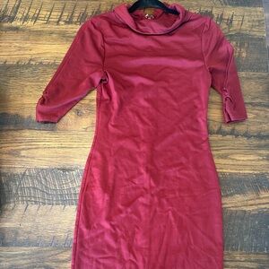 Knee length burgundy dress